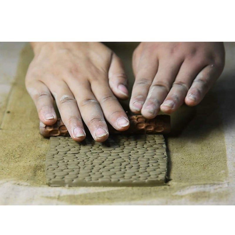 Yushen 5Pcs Wooden Clay Texture Rolling Emboss Plaid Hand Rollers Polymer Clay Ceramic Pattern Pottery Tools - Image 3